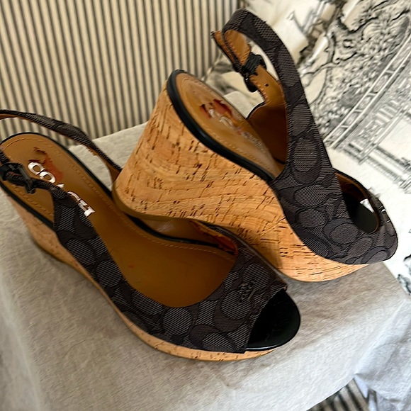 COACH Ferry Wedge Sig Jacquard Monogram black- Size 6.5 B. - Picture 2 of 7